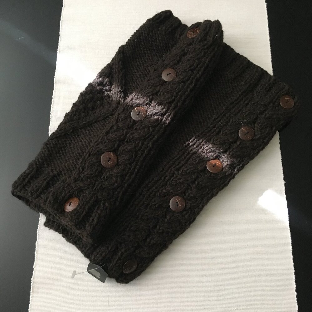 NWT Hand Knit Chunky Brown Mori Kei Wool Button Up Legwarmers